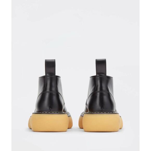 Bottega Veneta Swell Black Leather Rubber Lug Sole Lace Up Tie Ankle Boots 38 - Picture 10 of 12
